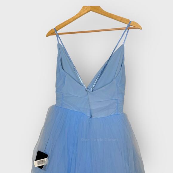Lulus Charming Glamour Tulle Tiered Maxi Dress Large Light Blue Prom Formal Gown - Picture 9 of 12